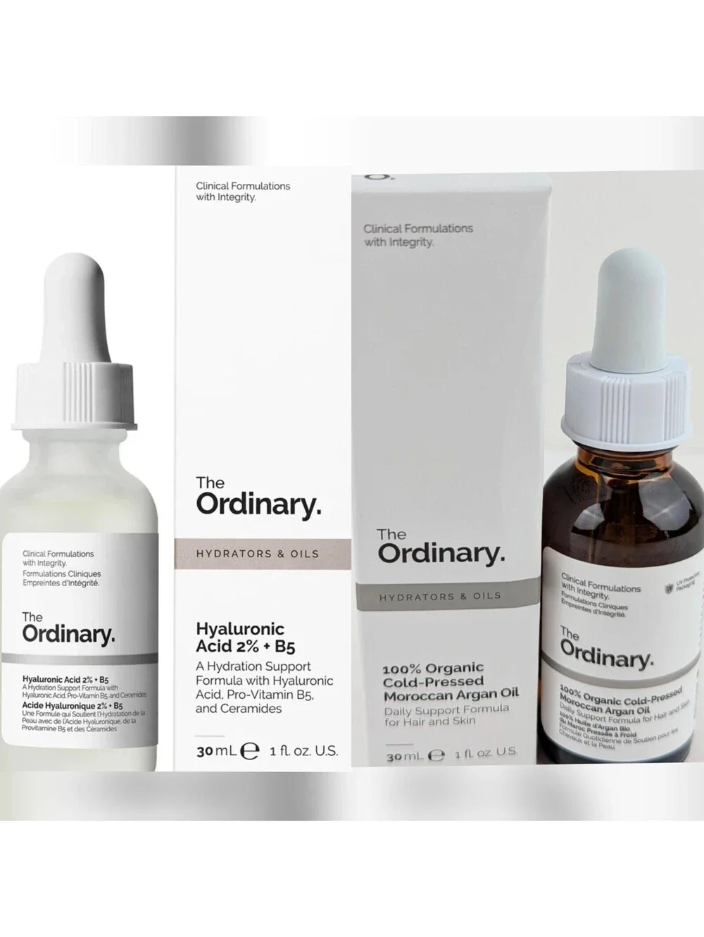 The Ordinary Hyaluronic Acid 2% + B5 Serum, 100% Organic Moroccan Argan Oil NEW